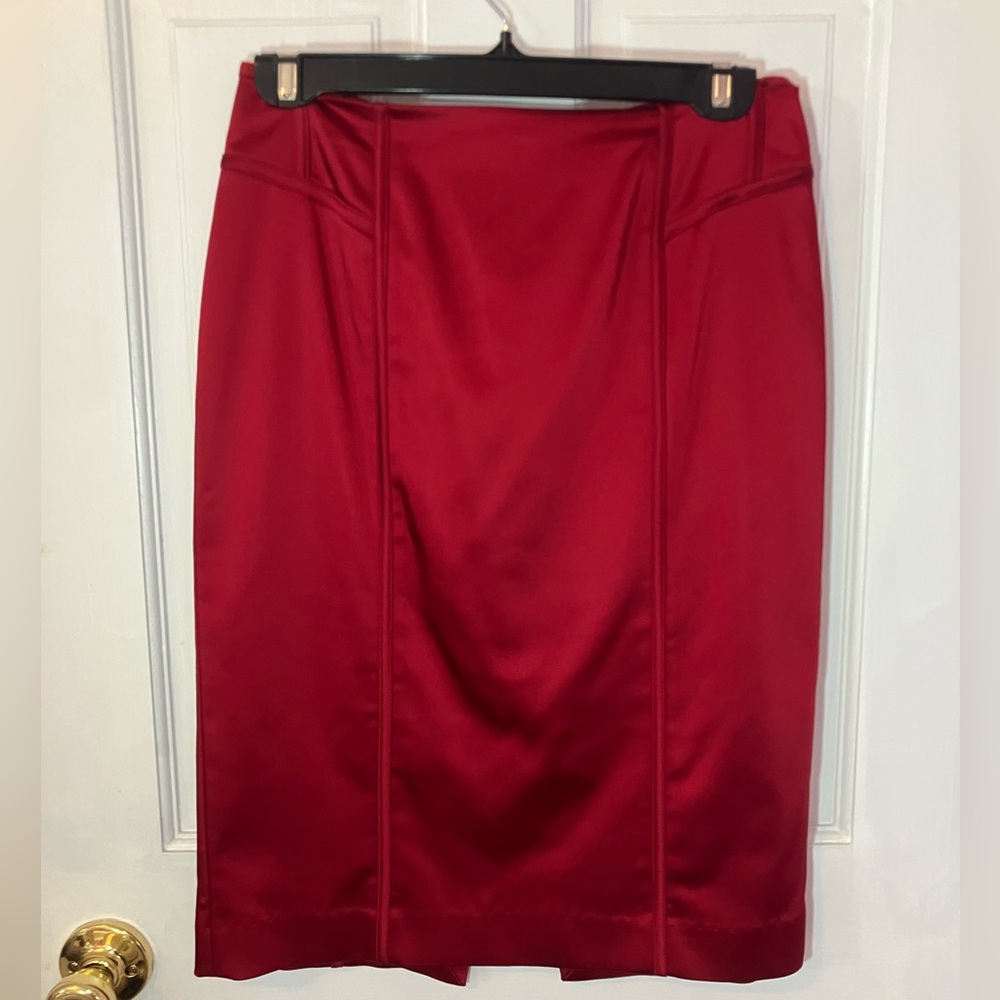 Silky Red Size 4 Pencil Skirt